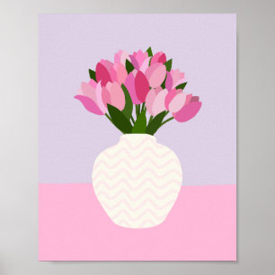 Poster Tulipe Arrangement Vase Florale Rose Et Violet