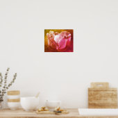 Poster Tulipe De Lavande Avec Petite Bee Distressed Art (Cuisine)