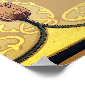 Poster Tulipe florale Art nouveau rose et or élégant (Coin)