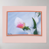 Poster Tulipe rose couverte de neige (Devant)