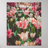 Poster Tulipes à franges roses de style vintage (Devant)