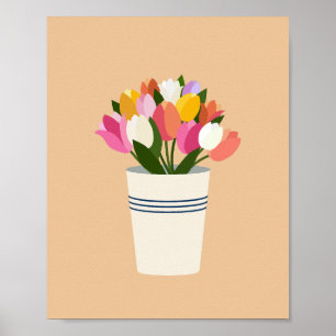 Poster Tulipes Colorées Dans Un Vase