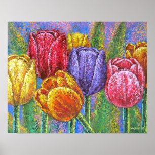 Poster Tulipes colorées Fleurs de Jardin