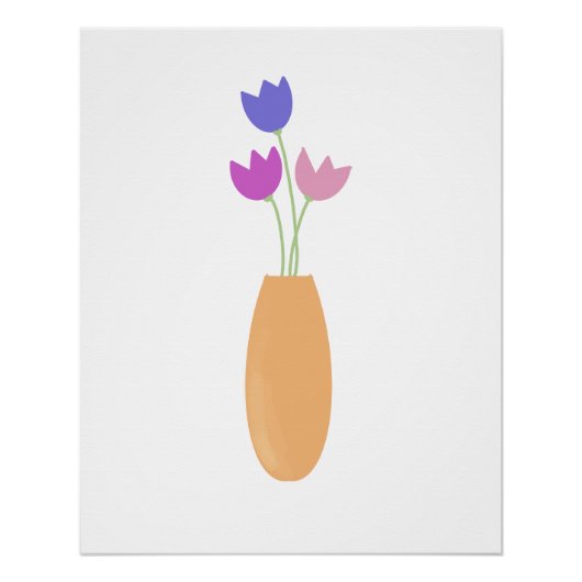 Poster Tulipes dans l'aquarelle Vase (Devant)