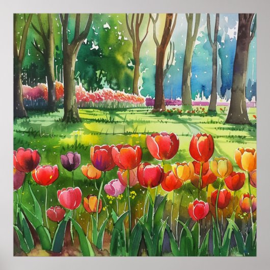 Poster Tulipes dans le parc (Devant)