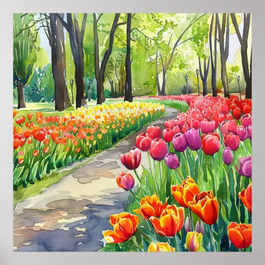 Poster Tulipes dans le parc (Devant)