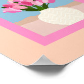 Poster Tulipes Dans Un Vase Rose Orange Et Floral Bleu (Coin)