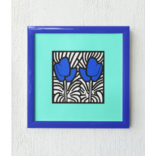 Poster Tulipes d'art pop bleu électrique