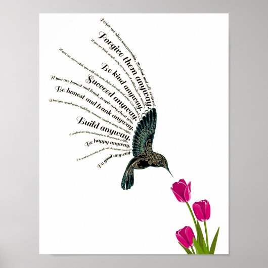 Poster Tulipes de colibri de prière inspirante (Devant)