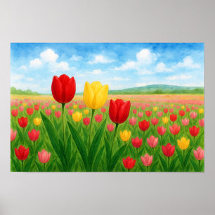 Poster Tulipes de paysage de style européen et américain