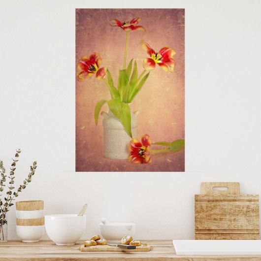 Poster Tulipes de printemps en texture (Cuisine)