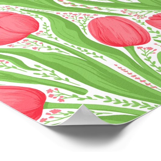 Poster Tulipes en rouge et vert (Coin)