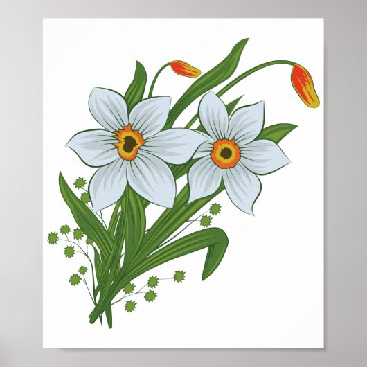 Poster Tulipes et fleurs de jonquilles (Devant)