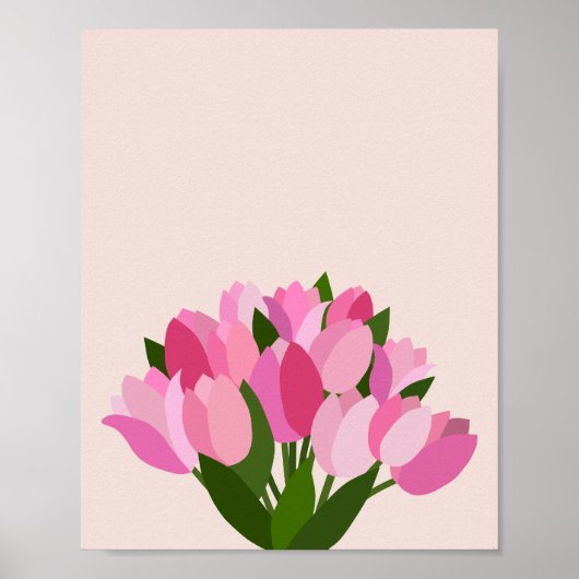 Poster Tulipes fraîches Fleurs roses (Devant)
