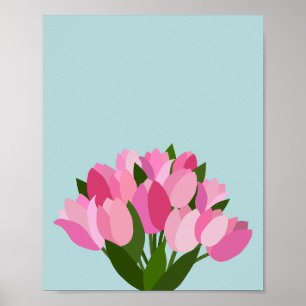 Poster Tulipes fraîches Pastel bleu doux