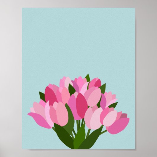 Poster Tulipes fraîches Pastel bleu doux (Devant)