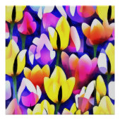 Poster Tulipes Jaunes Et Rose Art Printemps Coloré (Devant)