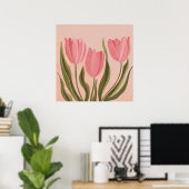 Poster Tulipes Painteté Jolie Rose (Bureau à domicile)