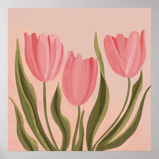 Poster Tulipes Painteté Jolie Rose (Devant)