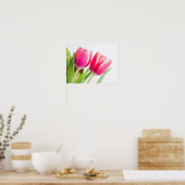 Poster Tulipes roses avec Feuille vert photo (Cuisine)