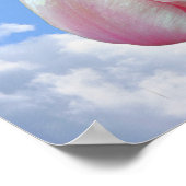 Poster Tulipes Roses Ciel Bleu Et Nuages Blancs (Coin)