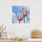Poster Tulipes roses Ciel bleu Nature Florale Imprimer (Cuisine)