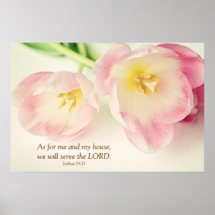 Poster Tulipes roses vintages de vers de bible de 24h15