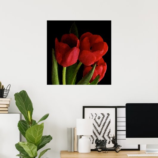 Poster Tulipes rouges (Bureau à domicile)