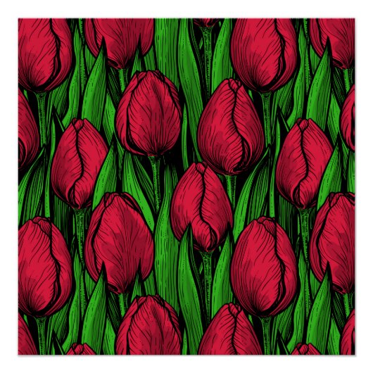 Poster Tulipes rouges (Devant)