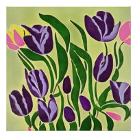Tulipes violettes rétro Art Abstrait