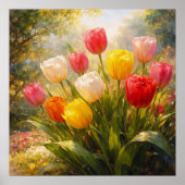 Poster Tulips Garden - Painterly Style Art (Devant)