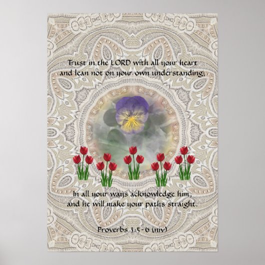 Poster Tulips Viola ~ Proverbs 3:5-6 (Devant)