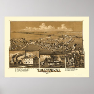 Poster Tullytown, PA Carte panoramique - 1887