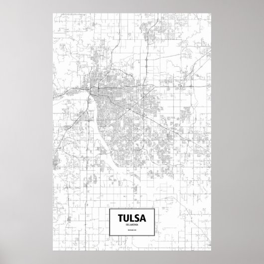 Poster Tulsa, Oklahoma (noir sur blanc) (Devant)