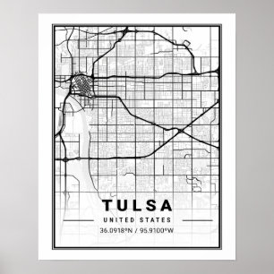 Poster Tulsa Oklahoma USA Travel City Map