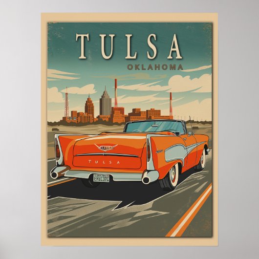 Poster Tulsa Oklahoma Vintage voyage (Devant)