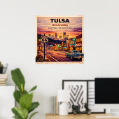 Poster Tulsa Route 66 Voyages Rétro (Bureau à domicile)