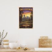 Poster Tulsa Skyline Sunset Illustration (Cuisine)