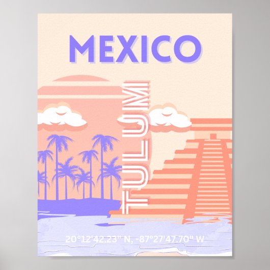 Poster Tulum, Art Voyage, Art Rétro (Devant)