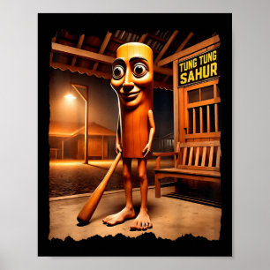 Poster Tung-tung-sahur Italian-brainrot Drôle Hommes Géné