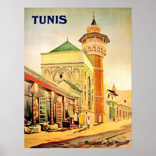 Poster Tunis, Tunisie, Mosquée Youssef Dey, centre-ville (Devant)