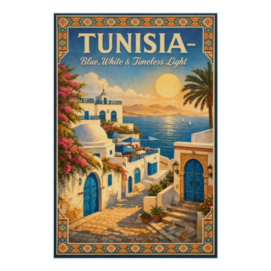 Poster TUNISIA – Blue, White & Timeless Light (Devant)