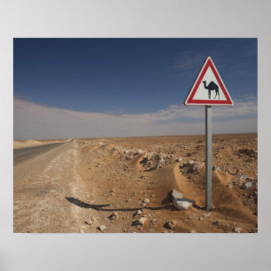 Poster Tunisie, région des Ksour, Ksar Ghilane, oléoduc