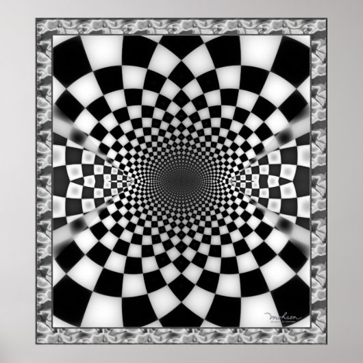 Poster Tunnel À damiers Waves (Devant)