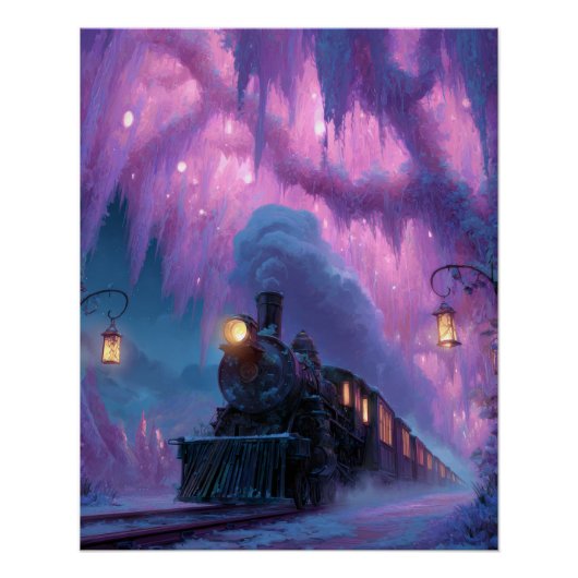 Poster Tunnel de train d'Aurora Fantaisie Violette Art (Devant)