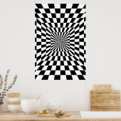 Poster tunnel d'échiquier d'illusion optique (Cuisine)