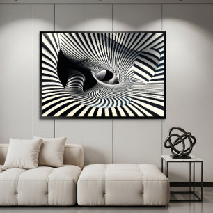 Poster Tunnel d'illusion optique hypnotique en noir et bl
