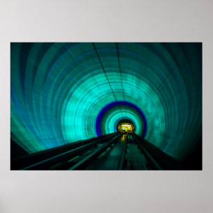 Poster Tunnel ferroviaire bleu, Singapour