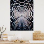 Poster Tunnel néon hexagonal futuriste (Cuisine)