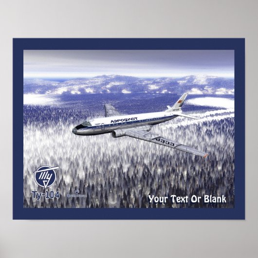 Poster Tupolev (Туполев) Tu-104 Over Siberia (Devant)